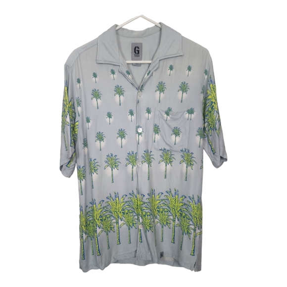 Vintage Guess Jeans Palm Tree Print Button Down - Picture 1 of 11